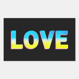 LOVE in Blue & Yellow on Black Stand with Ukraine Rectangular Sticker
