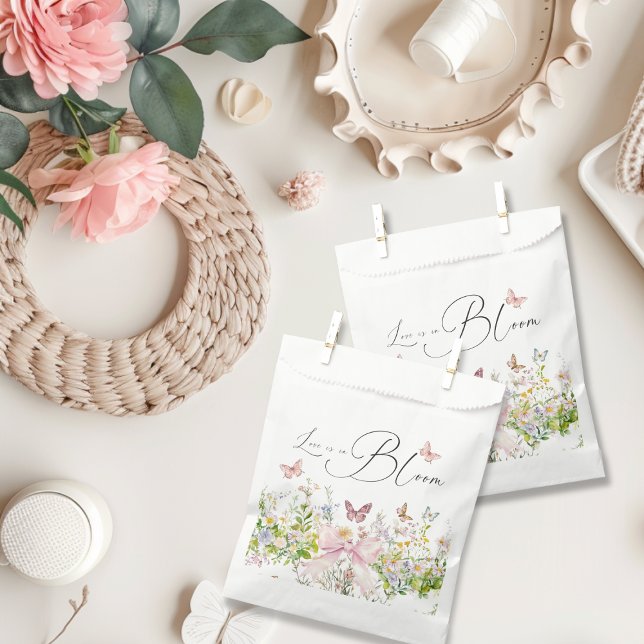 Love in Boom Wildflower Pink Bow Bridal Shower Favour Bag (Creator Uploaded)