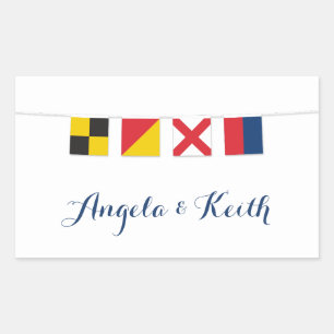 LOVE in Colourful Nautical Flags Rectangular Sticker