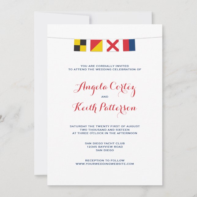 LOVE in Colourful Nautical Signal Flags Invitation (Front)