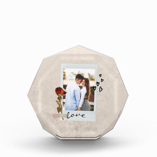 Love in Elegant Script Photo with Heart  Block (Front)