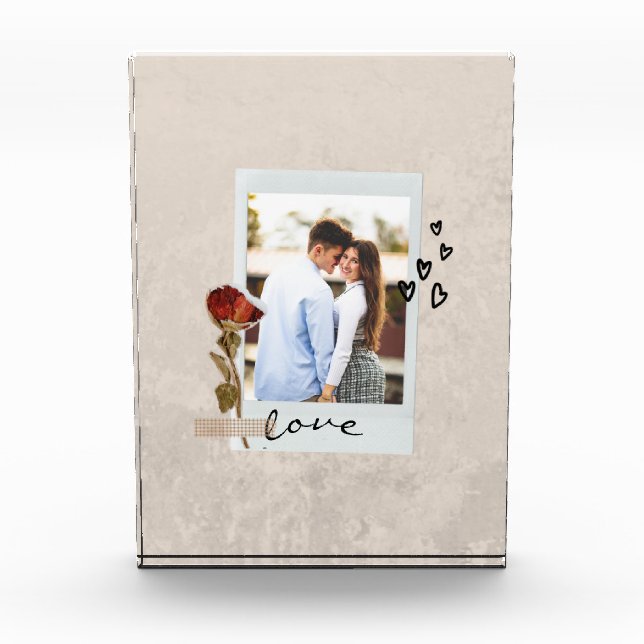 Love in Elegant Script Photo with Heart  Block (Front)