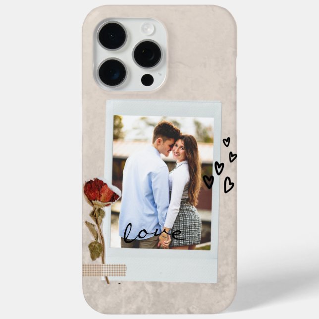 Love in Elegant Script Photo with Heart  Case-Mate iPhone Case (Back)