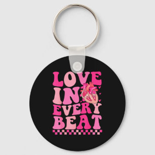 Love In Every Beat Cardiac Nurse Heartbeat Cardiol Key Ring