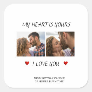 Love in Every Moment Custom Couple Photo with Text Square Sticker