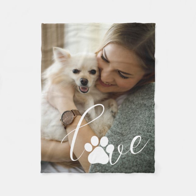 Love in Every Paw: Personalised Dog Lover Photo Fleece Blanket (Front)