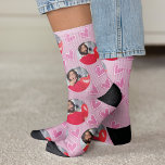 Love in Every Step: Personalised Valentine's Day Socks<br><div class="desc">Express your love with "Love in Every Step" – the perfect Valentine's Day gift for her. These charming socks feature a vibrant pink background adorned with a pattern of two different circular photos of you, surrounded by whimsical dark pink and white hearts. Designed to bring joy and add a touch...</div>