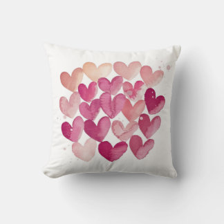 Love in Every Stitch Pink Heart Valentine's Design Cushion