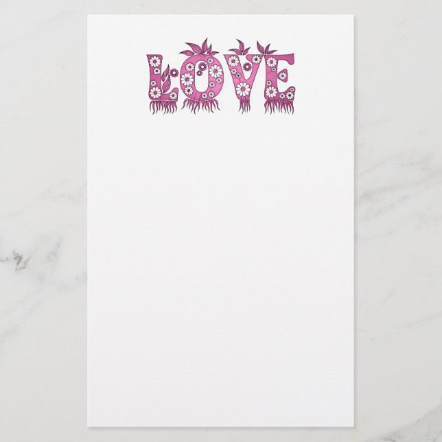 Love ( in flowers font ) stationery (Front)