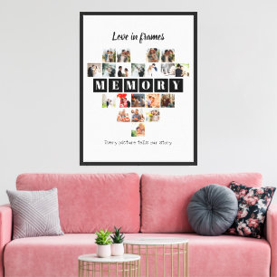 Love in Frames Heart 20 Photo Collage Romantic Canvas Print
