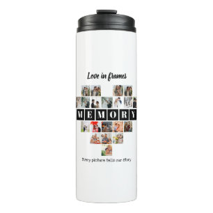 Love in Frames Heart 20 Photo Collage Romantic Thermal Tumbler