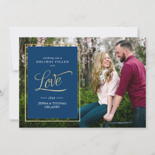 Love in Gold Christmas or Holiday Card