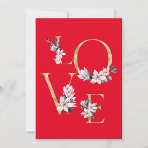 Love in gold letter with magnolia flowers