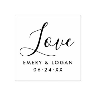 Love in Hand Lettered Script | Wedding Monogram Rubber Stamp