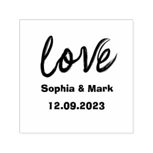 Love in Hand Lettered Script Wedding Monogram Self-inking Stamp
