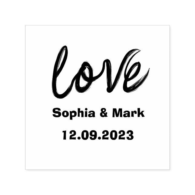 Love in Hand Lettered Script Wedding Monogram Self-inking Stamp (Design)