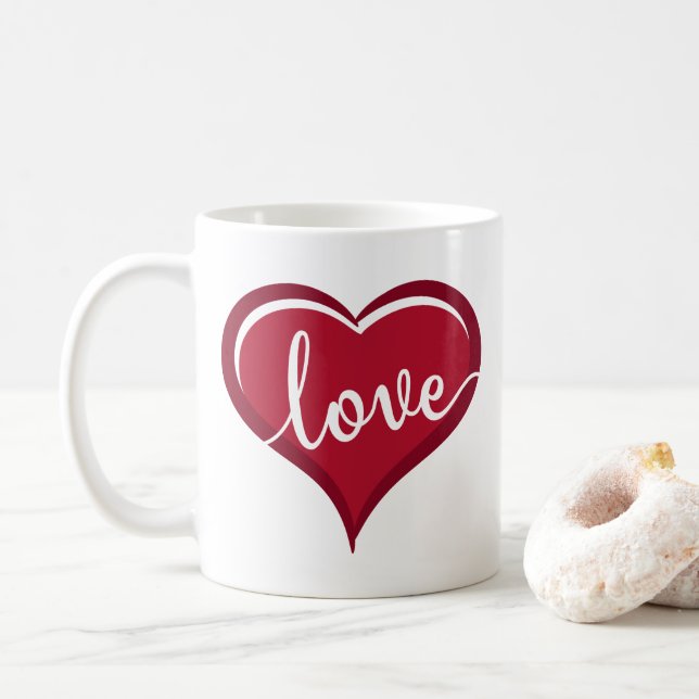 love in heart valentines coffee mug (With Donut)
