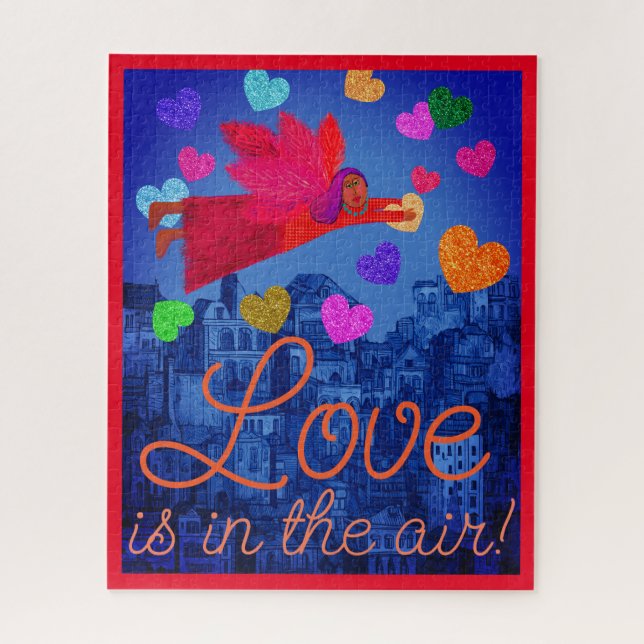 Love in in the Air Angel and Hearts Valentine Jigsaw Puzzle (Vertical)