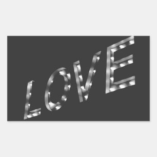 LOVE in lights, Marquee, sign, Rectangular Sticker