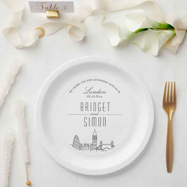 Love in London Wedding  Paper Plate (Wedding)