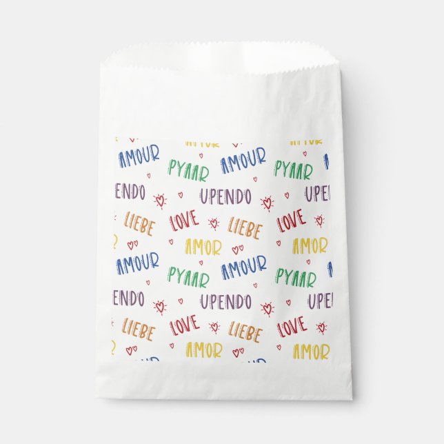 Love in Many Languages Rainbow Favour Bags (Front)