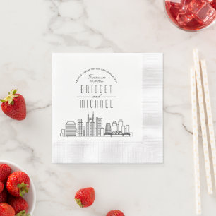 Love in Nashville   Modern Deco City Skyline Napkin