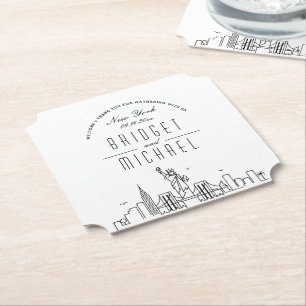Love in New York City Skyline Welcome Paper Coaster