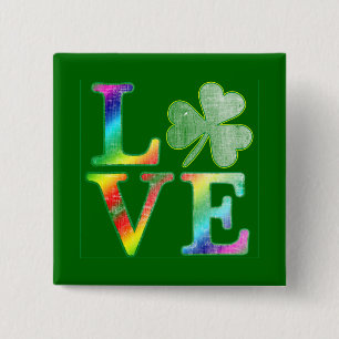 Love in Rainbow Colours with Distressed Look 15 Cm Square Badge