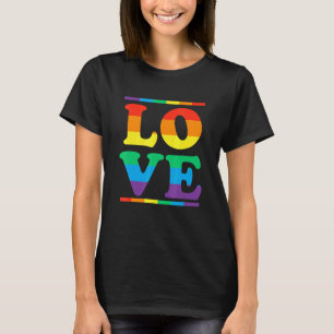 Love In Rainbow Flag Colours Lgbtq Lesbian Gay T-Shirt