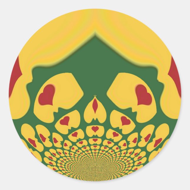 Love in Rasta Colours: Reggae Hearts Classic Round Sticker (Front)