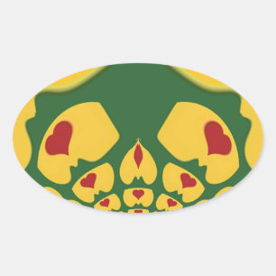 Love in Rasta Colours: Reggae Hearts Oval Sticker