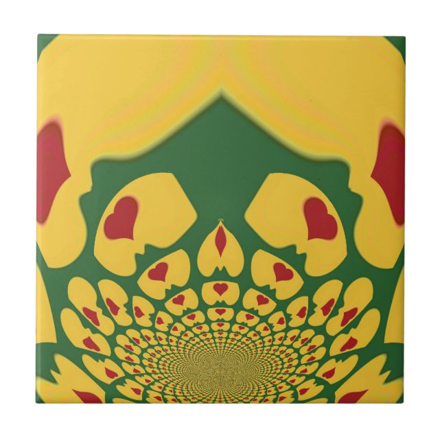 Love in Rasta Colours: Reggae Hearts Tile (Front)