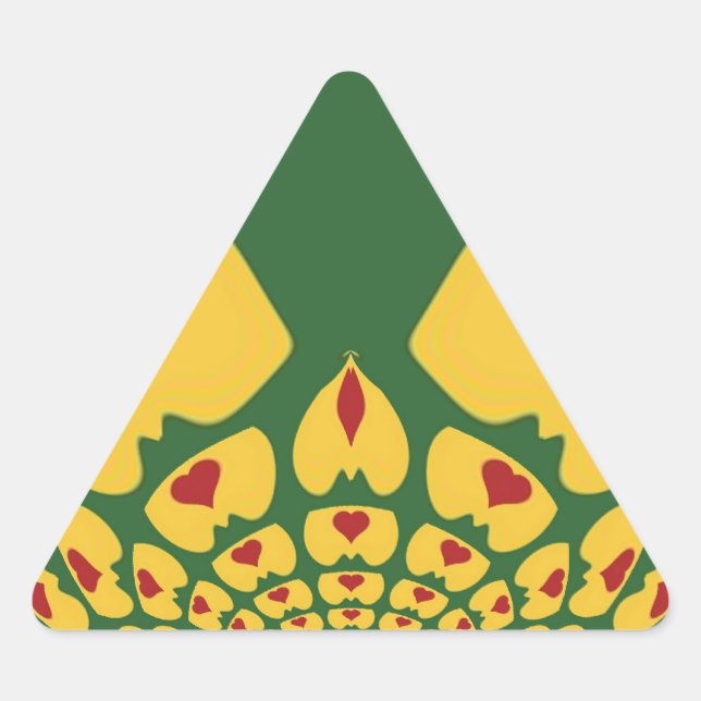 Love in Rasta Colours: Reggae Hearts Triangle Sticker (Front)