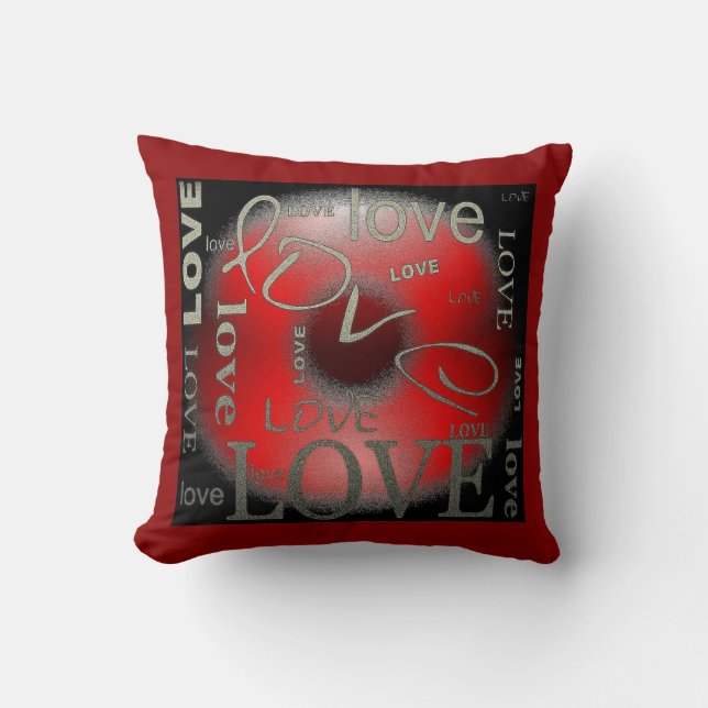 LOVE in Red and Black Cushion (Front)