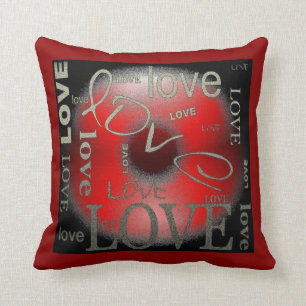 LOVE in Red and Black Cushion