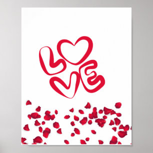 Love In Red With Red Petals Poster