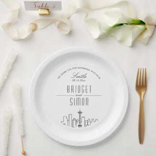 Love in Seattle Wedding  Paper Plate