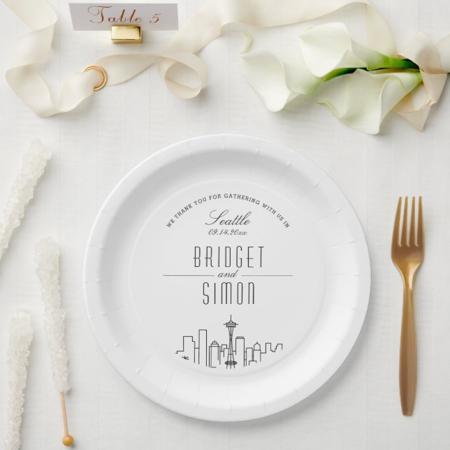 Love in Seattle Wedding  Paper Plate (Wedding)