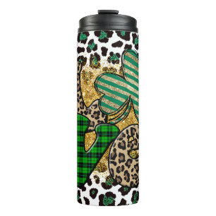 Love in Shamrock and Leopard Print Thermal Tumbler