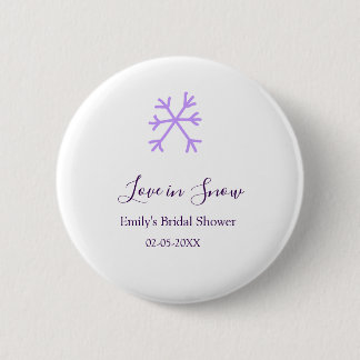 Love in Snow bridal shower purple snowflakes paste 6 Cm Round Badge