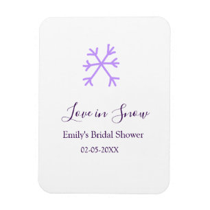 Love in Snow bridal shower purple snowflakes paste Magnet