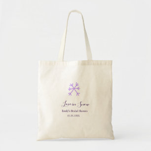 Love in Snow bridal shower purple snowflakes paste Tote Bag