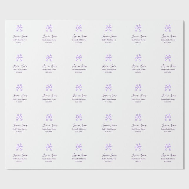 Love in Snow bridal shower purple snowflakes paste Wrapping Paper (Flat)