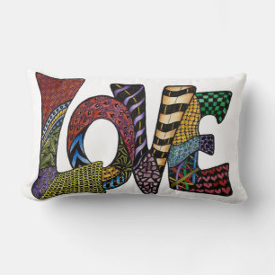 Love in Tangled Colourful Design Throw Pillow