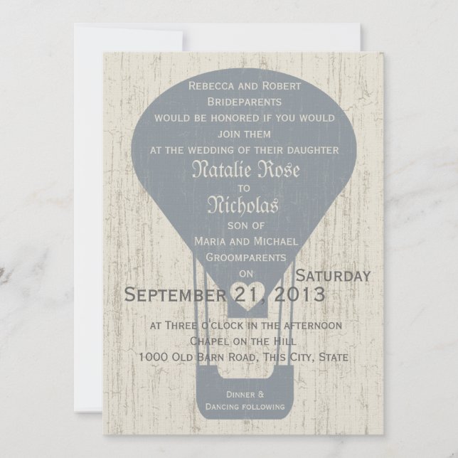 Love in the Air Balloon Wedding Invitation (Front)