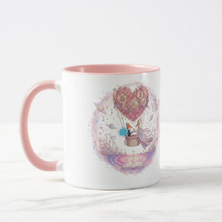 "Love in the Air" Fox Heart Hot Air Balloon Mug