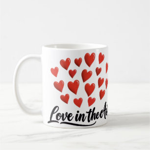 Love in the Air Red Hearts Romantic Coffee Mug