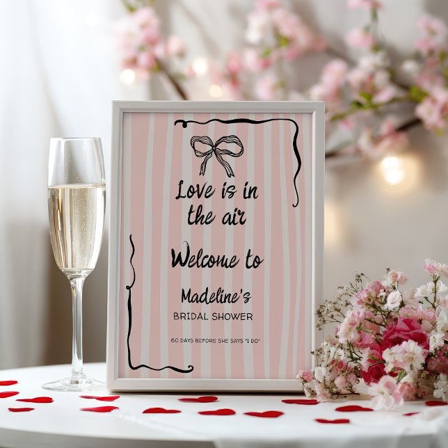 Love in the Air Retro Pink Quirky Bridal Welcome Poster (Love in the Air Retro Pink Quirky Bridal Welcome Poster)