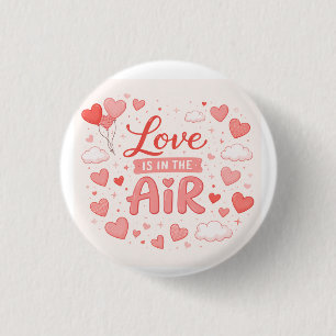 Love in the Air • Romantic Heart Design 3 Cm Round Badge