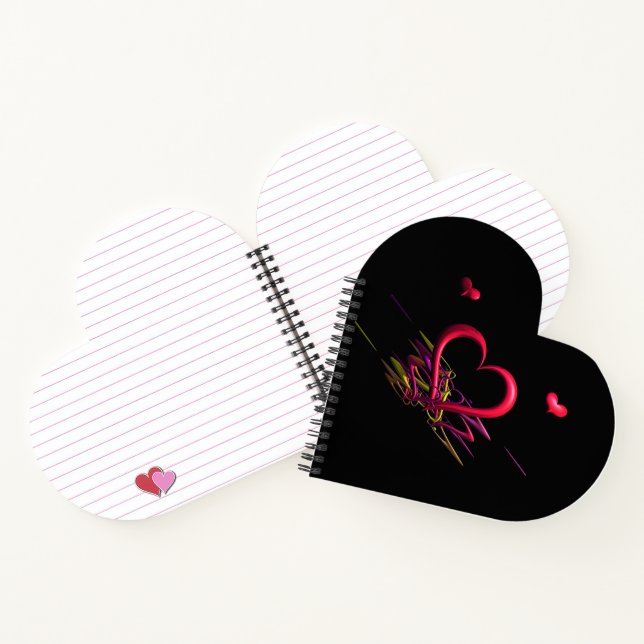 Love in the Darkness Heart Shaped Spiral Notebook (Inside)